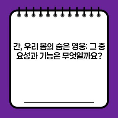 간 건강 완벽 가이드: 간 질환 예방 및 관리법 총정리