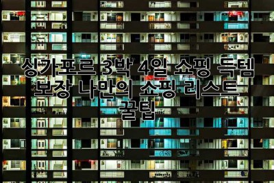 싱가포르 3박 4일 쇼핑, 득템 보장! 나만의 쇼핑 리스트 & 꿀팁